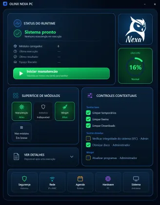 Preview da aplicação Olinx Nexa PC